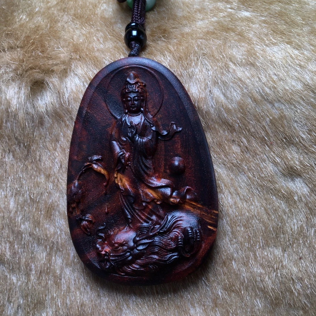 海南黄花梨紫油梨吊坠，御龙观音男戴观音女戴佛，收藏送礼佳品