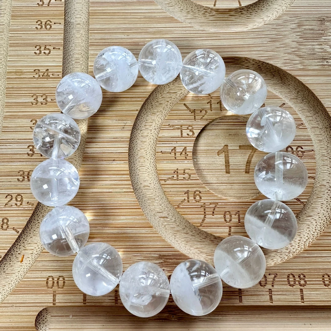 【Denini】天然水晶手串高频透体白幽灵15mm·冰雪奇缘