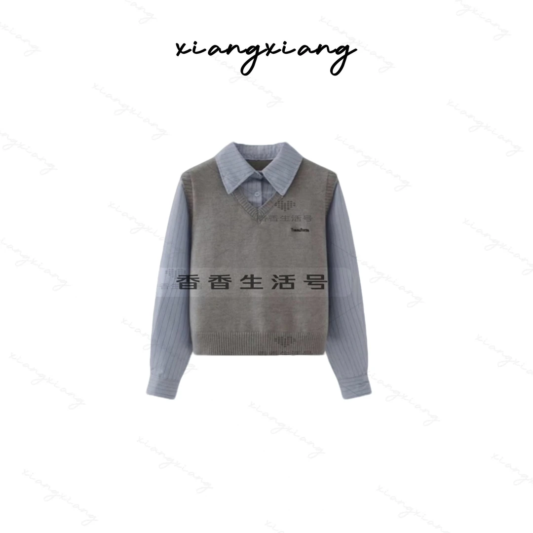 【香香专属】马甲衬衫女秋季2024时尚设计感宽松别致上衣XZ2440