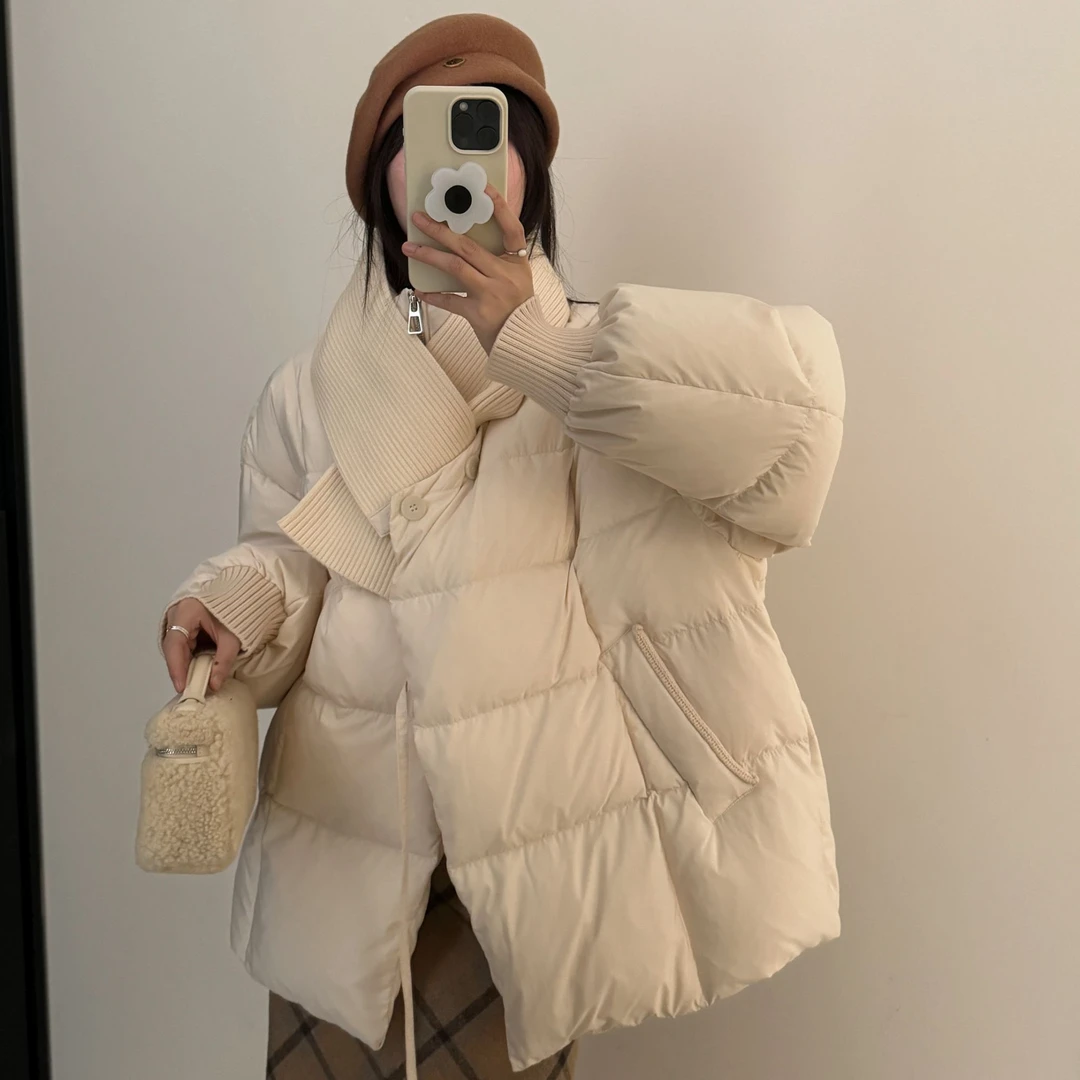 3386针织围巾羽绒服