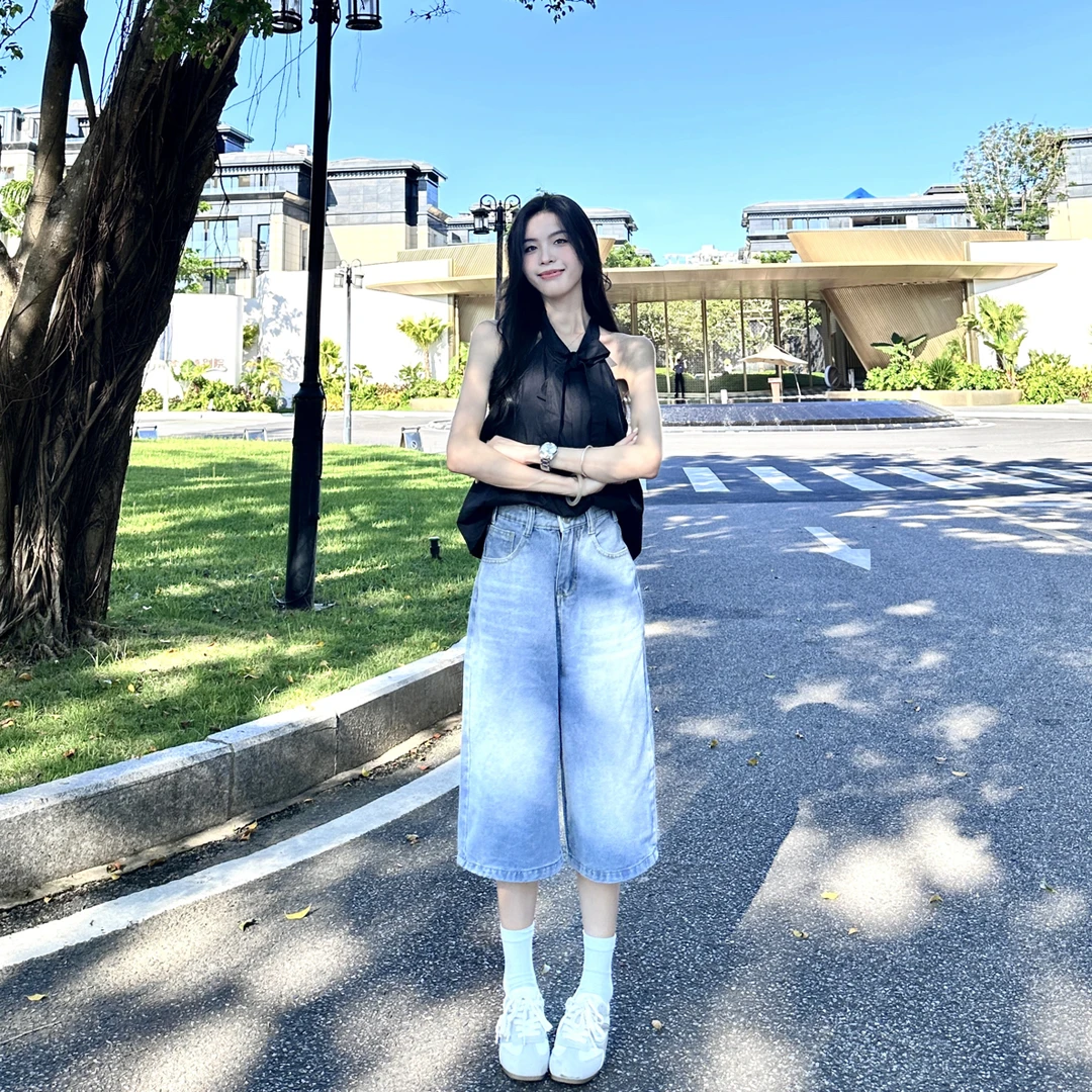 法式气质温柔风设计感蝴蝶结挂脖背心女2025夏季新款百搭无袖上衣