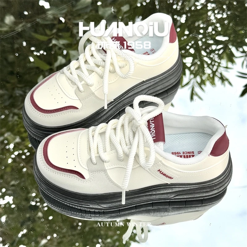 HUANQIU/环球百搭厚底舒适休闲板鞋2025夏季新款增高运动校园风鞋