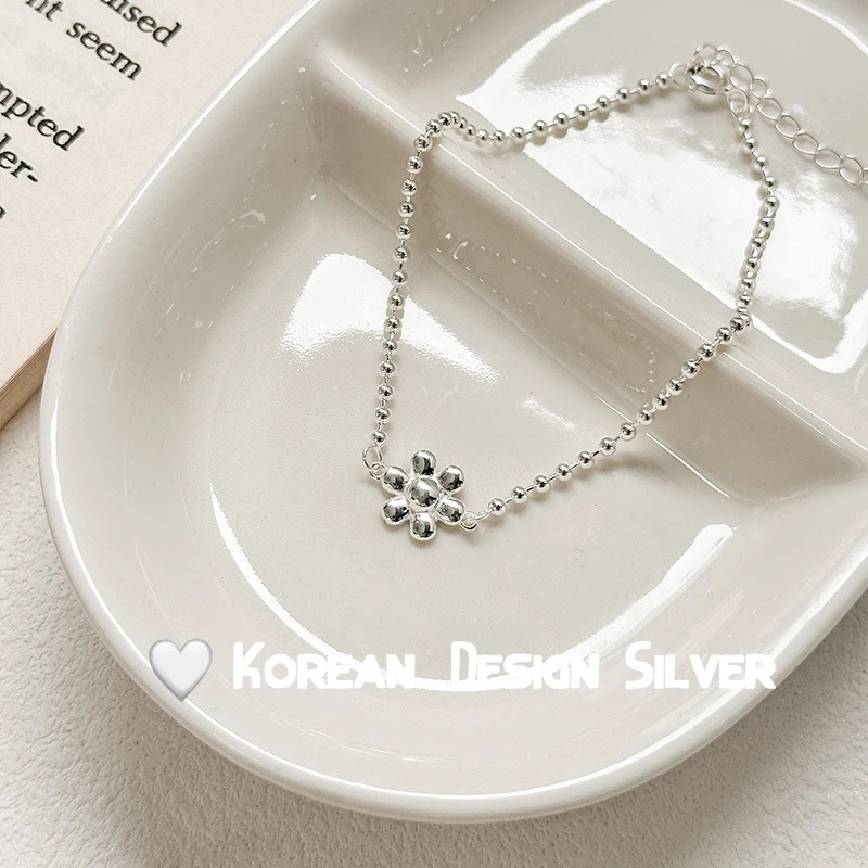 luluS925银花朵圆珠手链女ins小清新甜美森女系光面小花设计款