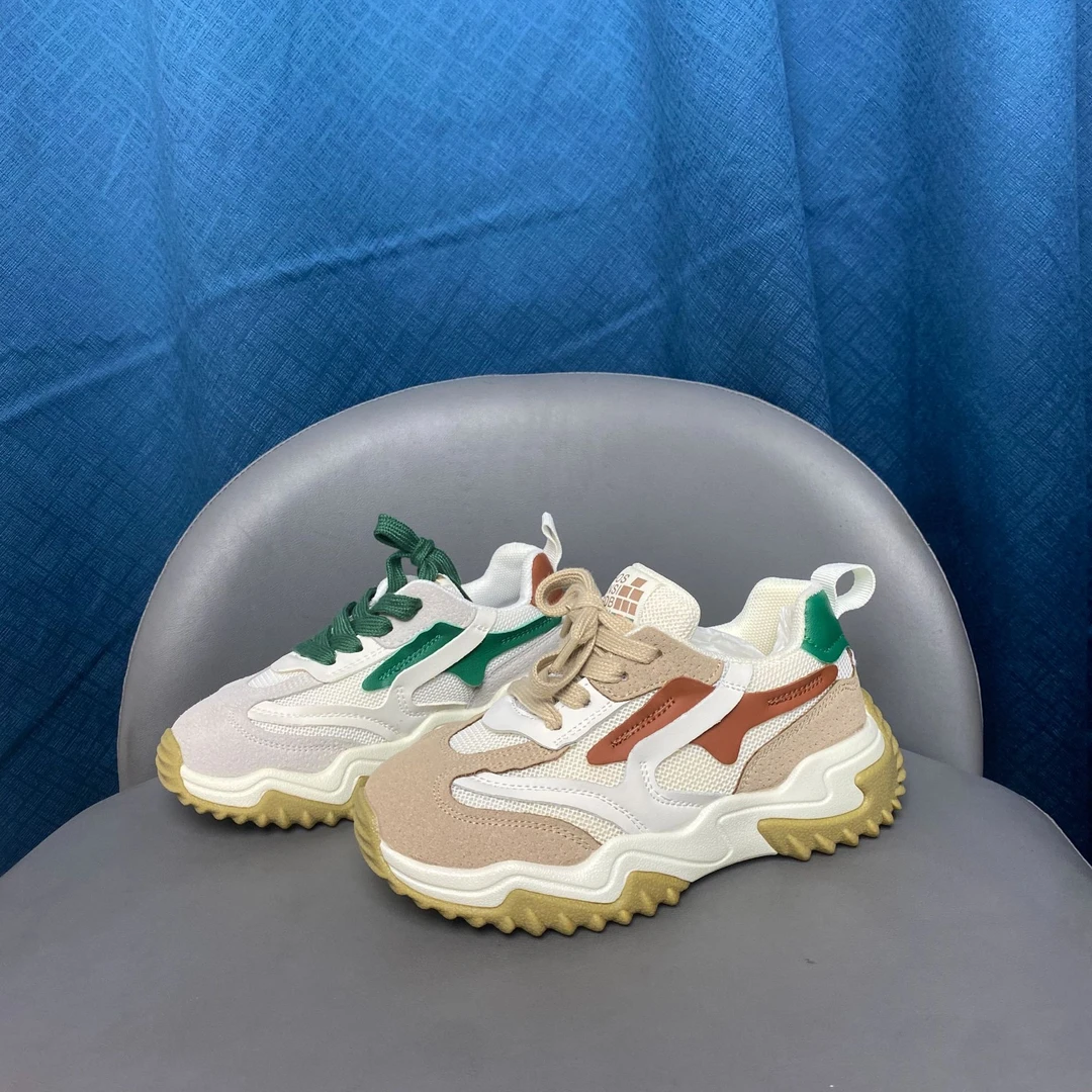 儿童鞋子中大男童2025年春秋款PU网面运动鞋透气防滑休闲鞋潮酷鞋