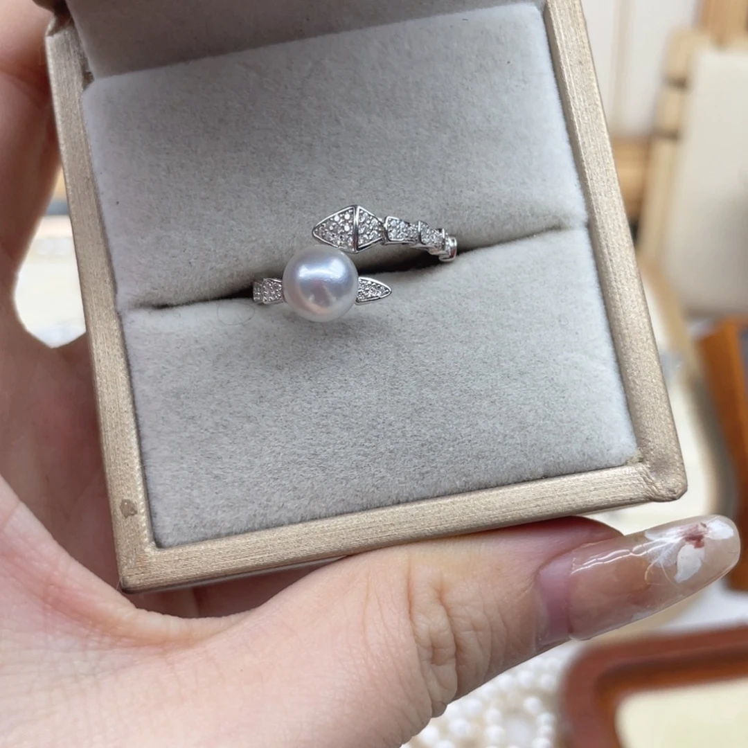 戒指海水珍珠银S925镶嵌Y56