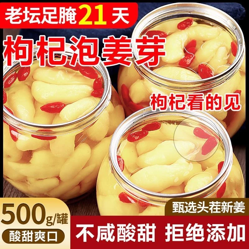 淄博枸杞泡姜芽新鲜嫩姜芽酸甜腌制泡菜开胃菜仔姜糖醋生姜姜片