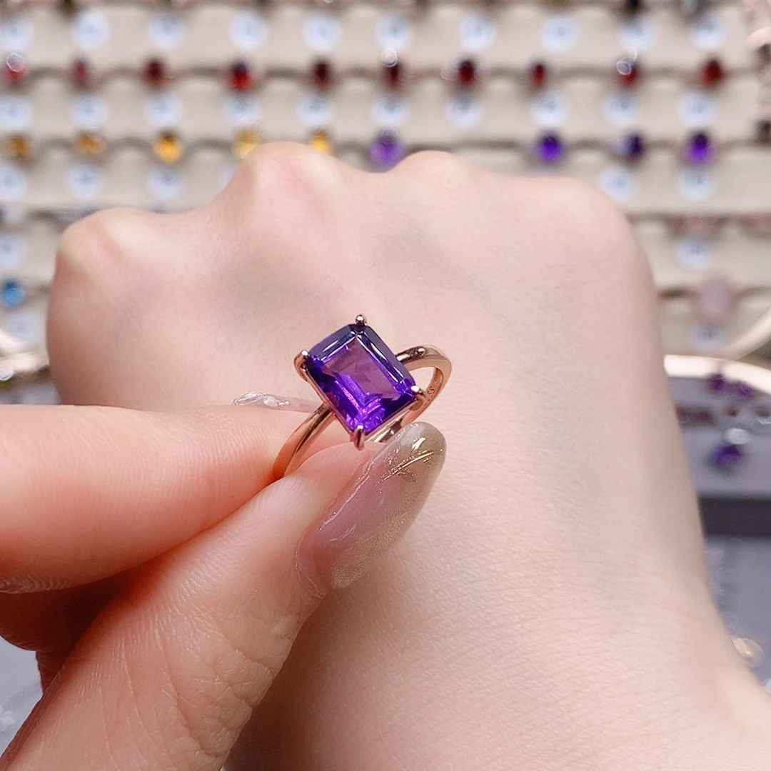 水晶戒指银S925镶嵌戒指