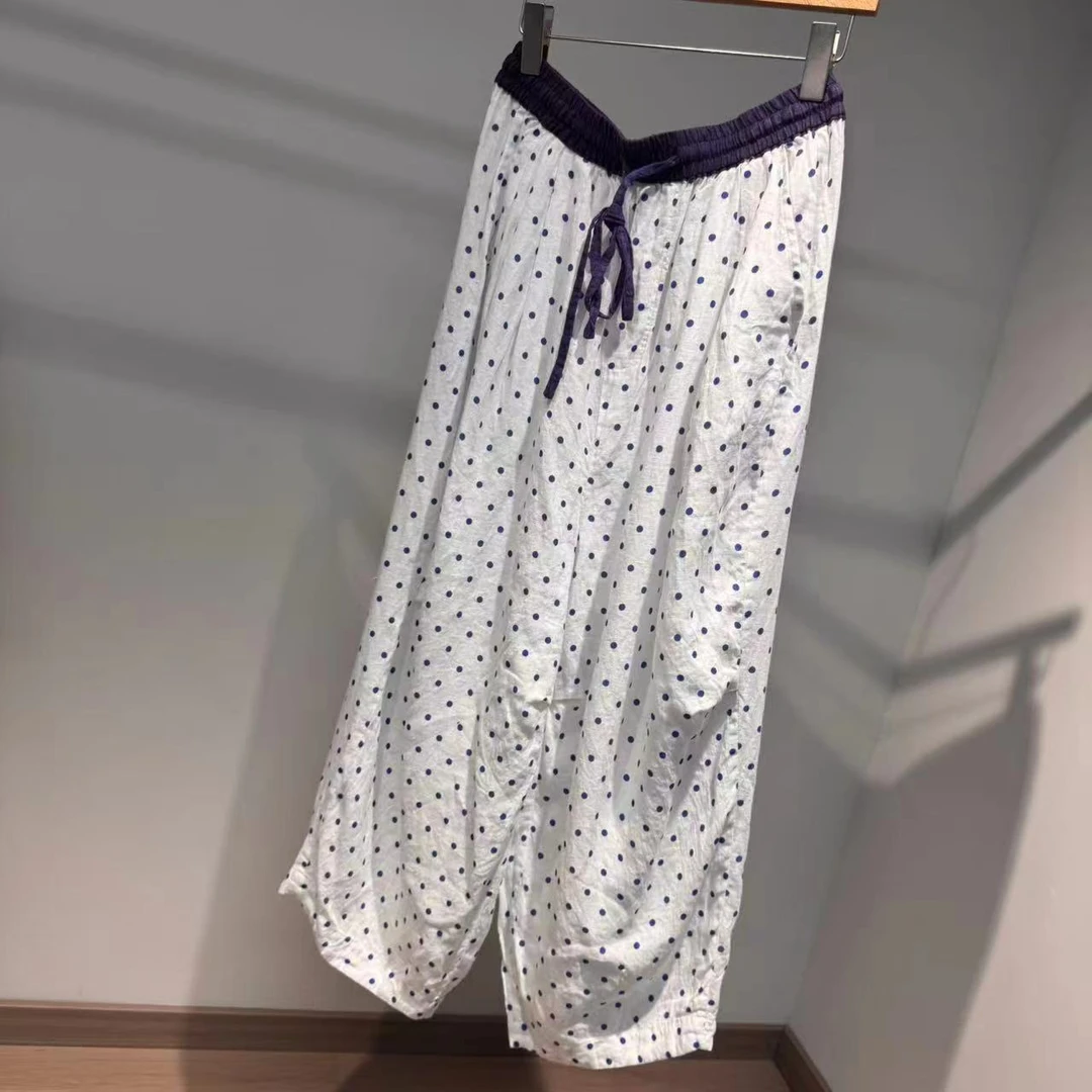 忆古朴拙汉麻撞色腰抽绳裤250447