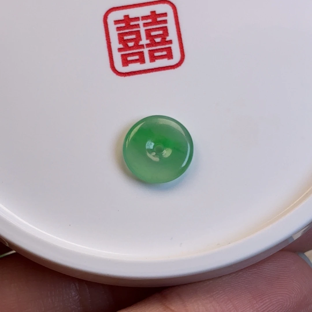 翡翠散珠冰透满绿平安扣