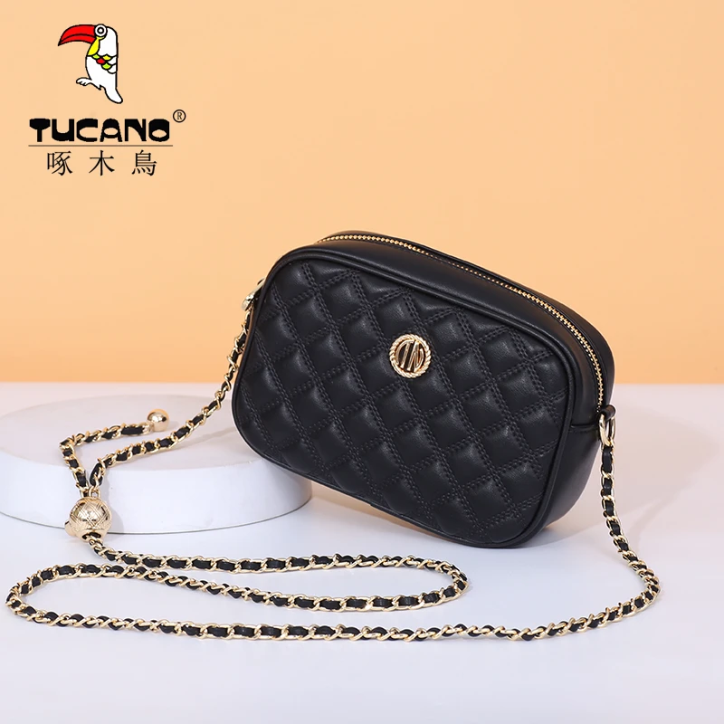 啄木鸟女包2025新款菱格链条小斜挎包百搭潮小包夏季手机包小方包