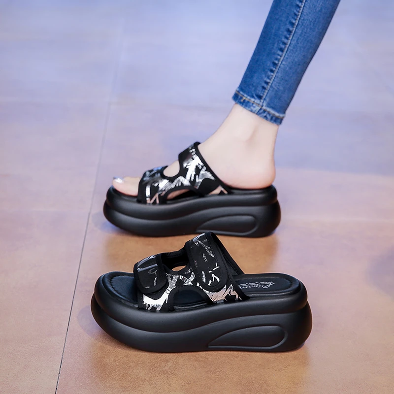 拖鞋女夏外2025年夏季时尚百搭厚底增高软底轻便国风新中式凉拖鞋