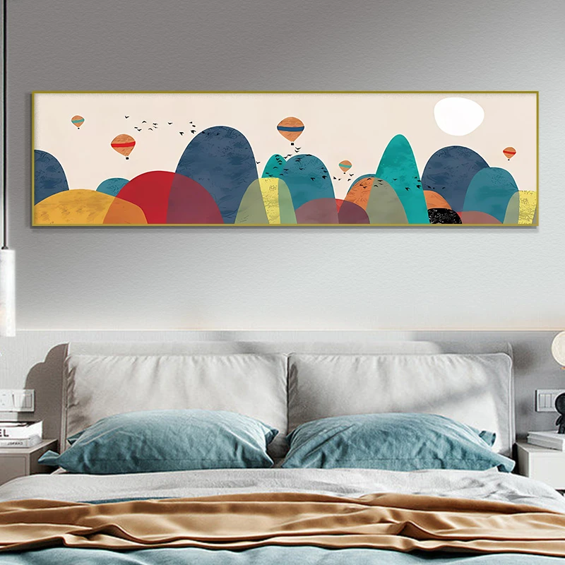 儿童卧室床头画卡通壁画床头温馨装饰画彩园横幅挂画山40150