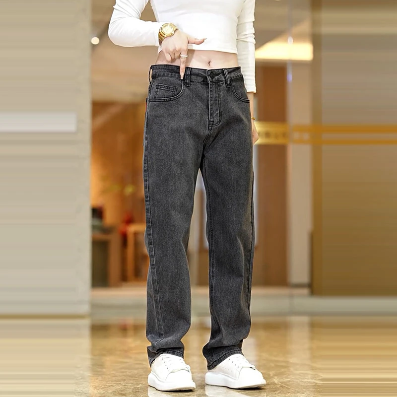2025秋季牛仔裤男款潮牌宽松小直筒弹力痞帅休闲百搭水洗中腰长裤