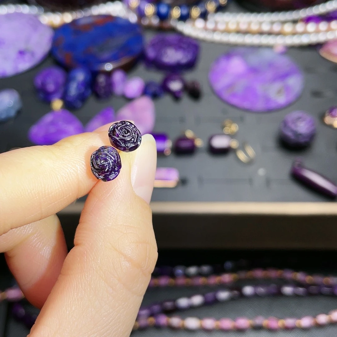 苏纪石（舒俱来）耳钉 银S925镶嵌