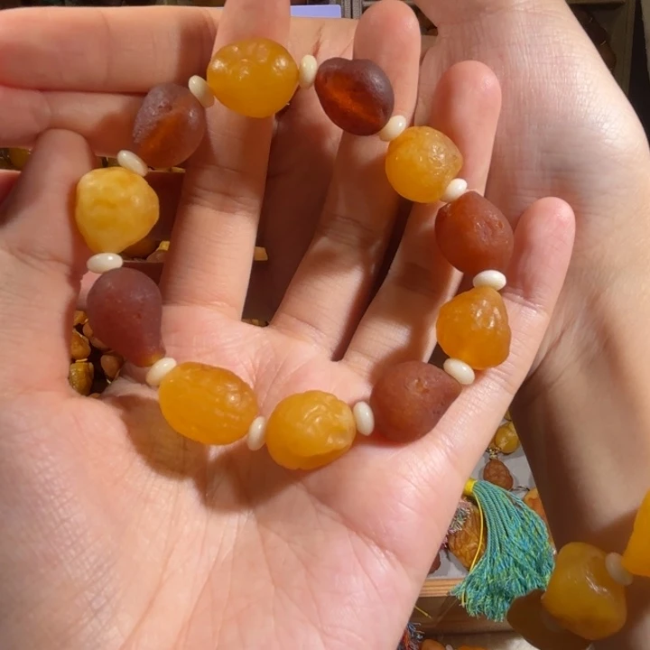 琥珀未镶嵌手链蜜蜡海漂手串