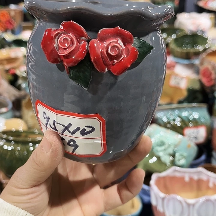 瓷片花盆多肉植物艺术品