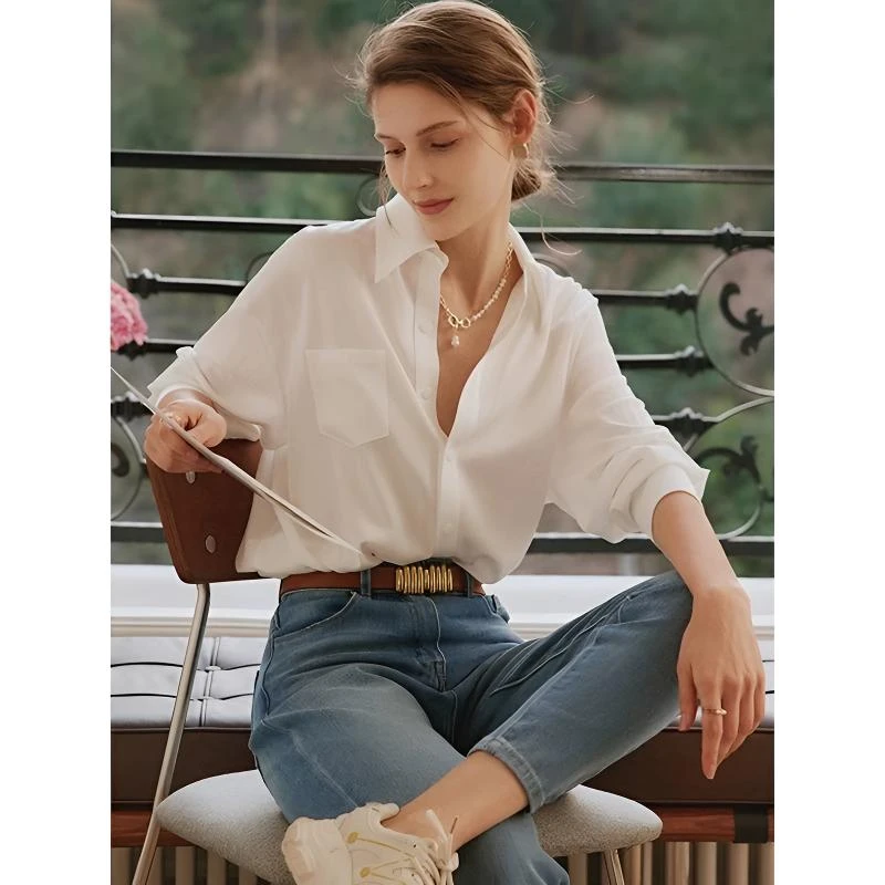 法式气质风【基础版白衬衣】竹纤维专业抗皱春秋款白领女衬衫MJ-103