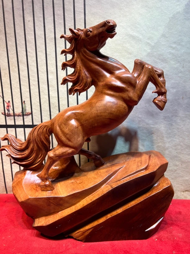 根雕马到成功家居客厅装饰工艺品摆件