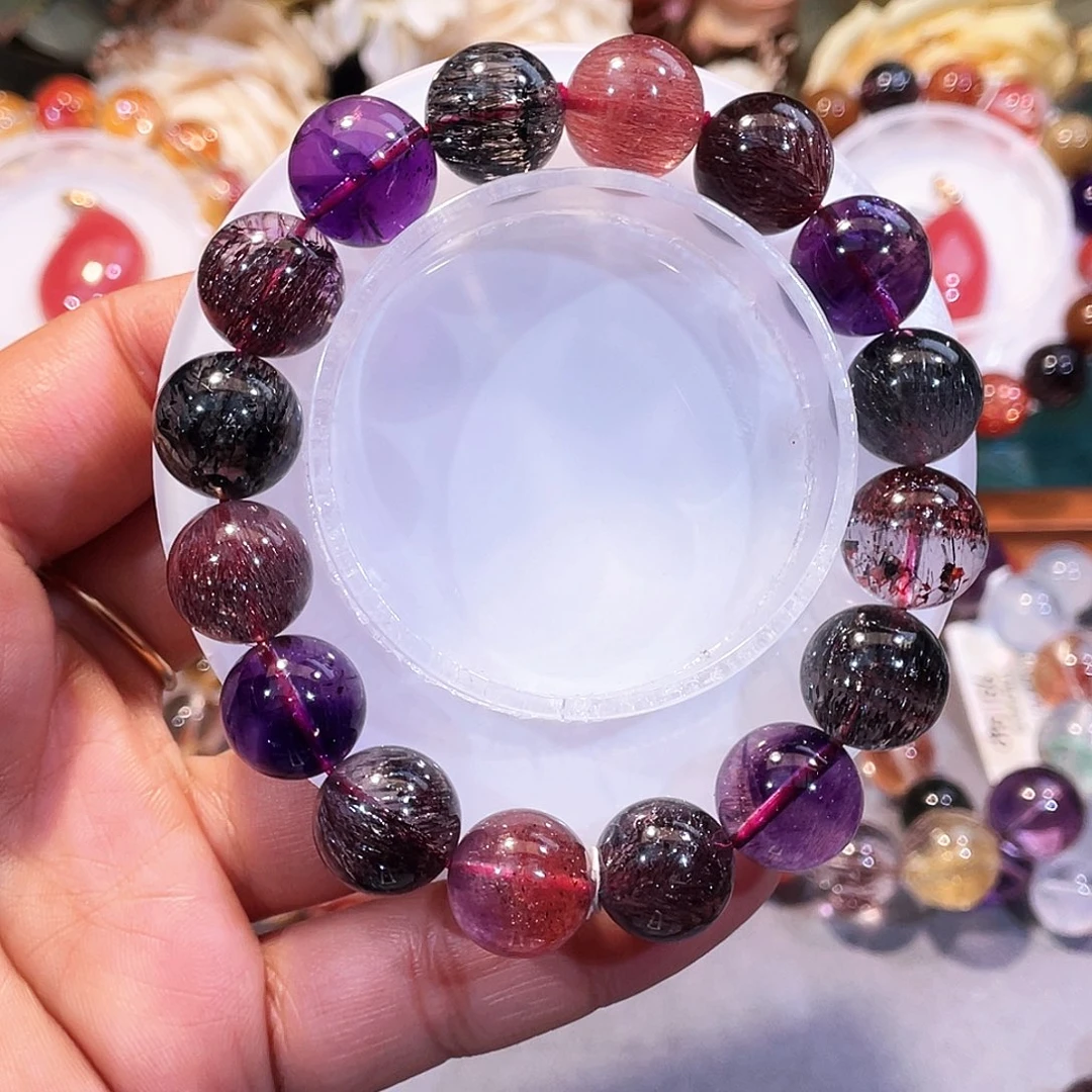 未镶嵌水晶手链、稀有色黑加仑超七-13+