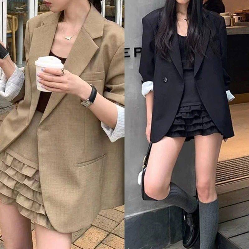 【mimius】&喵喵 设计感不对称西服+荷叶边半身裙 G02306