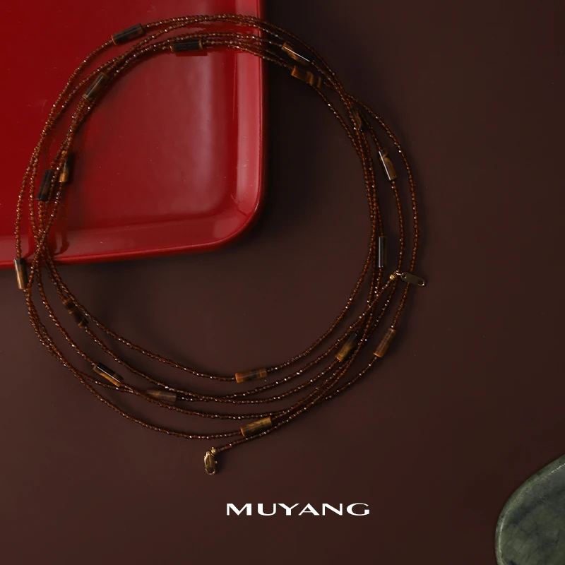 muyang/慕阳 钛钢玻璃项链 气质复古百搭个性挂脖纯手工野慕项链