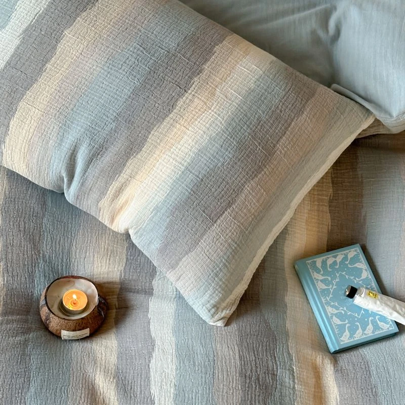 【云玺】爆款学生高定三层纱纯棉条纹提花B面超柔人字纹加厚四件套