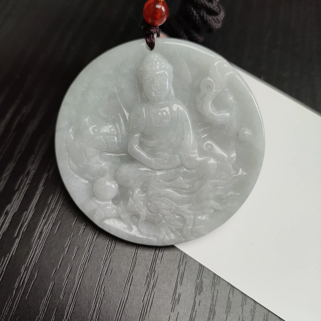 翡翠吊坠雕刻天然缅甸A货有棉正常没运费险