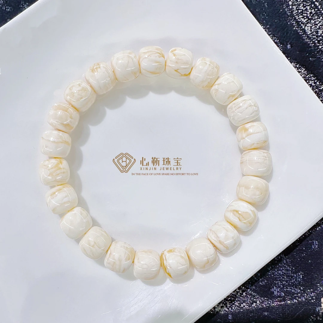 【典藏·虎皮】10mm瓷白浓蜡闪电虎皮纹蜜蜡老型手串 天然原矿