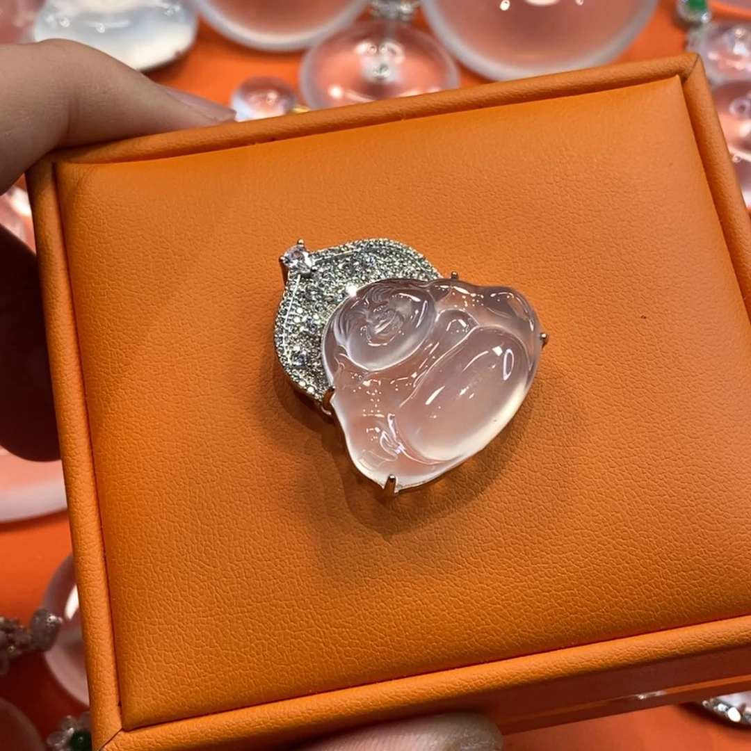 石英质玉吊坠银S925镶嵌祝**乐