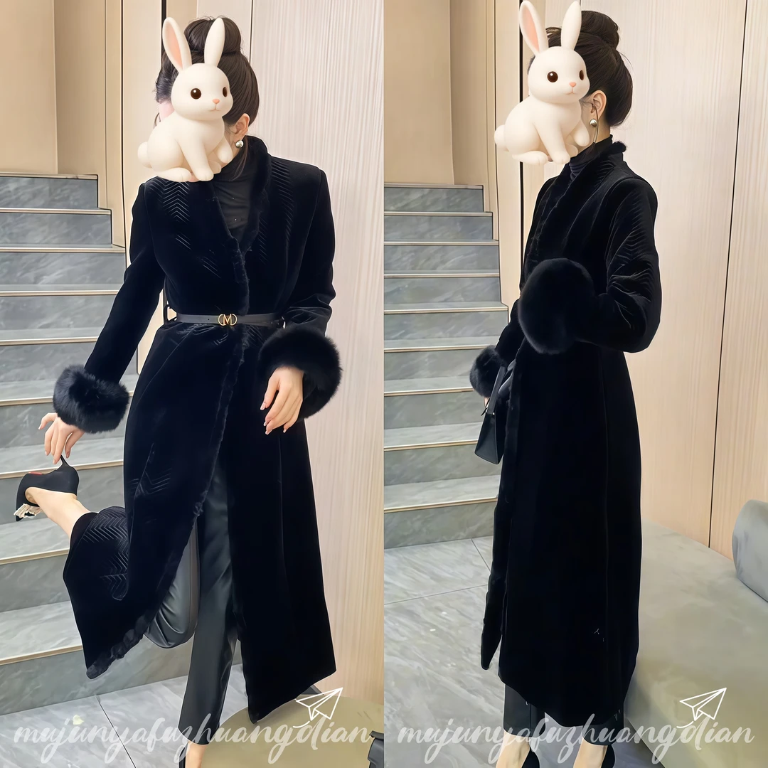 保暖长款冬季直下摆宽松型短外套黑色设计师开衫韩版