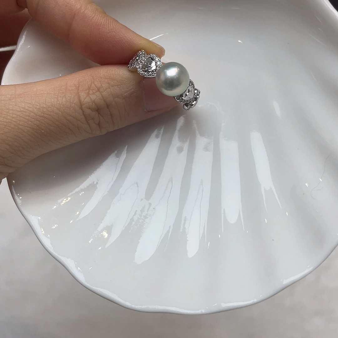 海水珍珠银S925镶嵌戒指