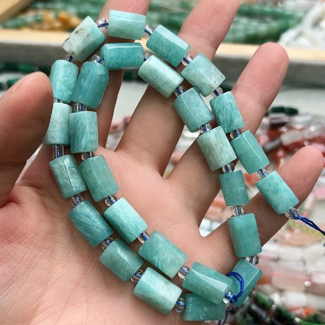 玛瑙/玉髓未镶嵌珠宝半成品天河石柱子一条