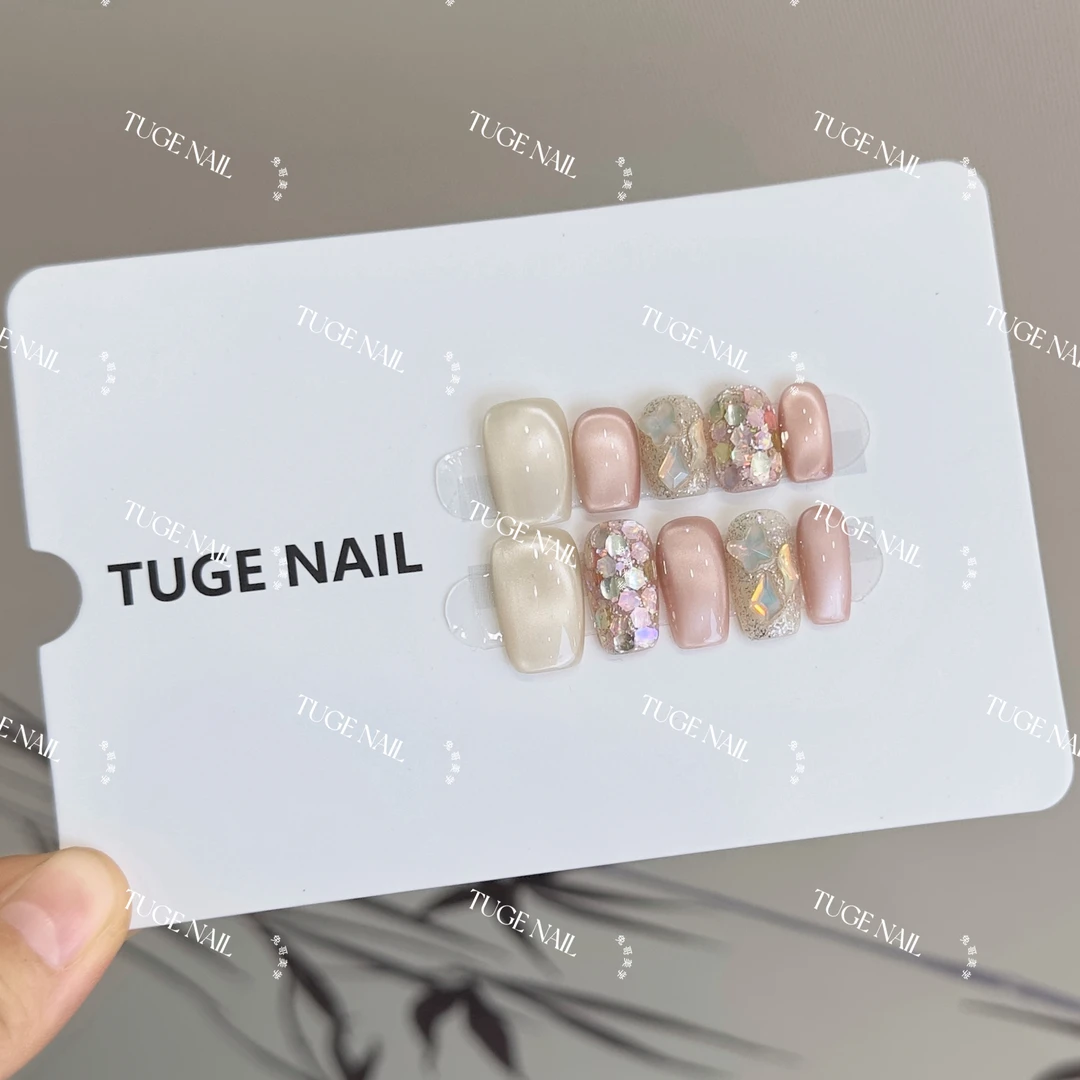 TugeNail “茉莉花道” 渐变猫眼极光钻气质春季简约美甲TGN926