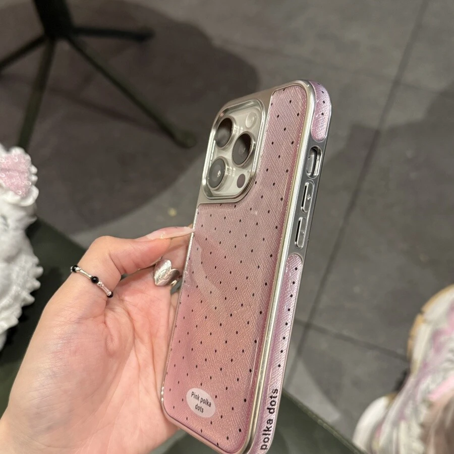 ins韩系少女心波点电镀银适用于iPhone16Promax手机壳苹果15/1413