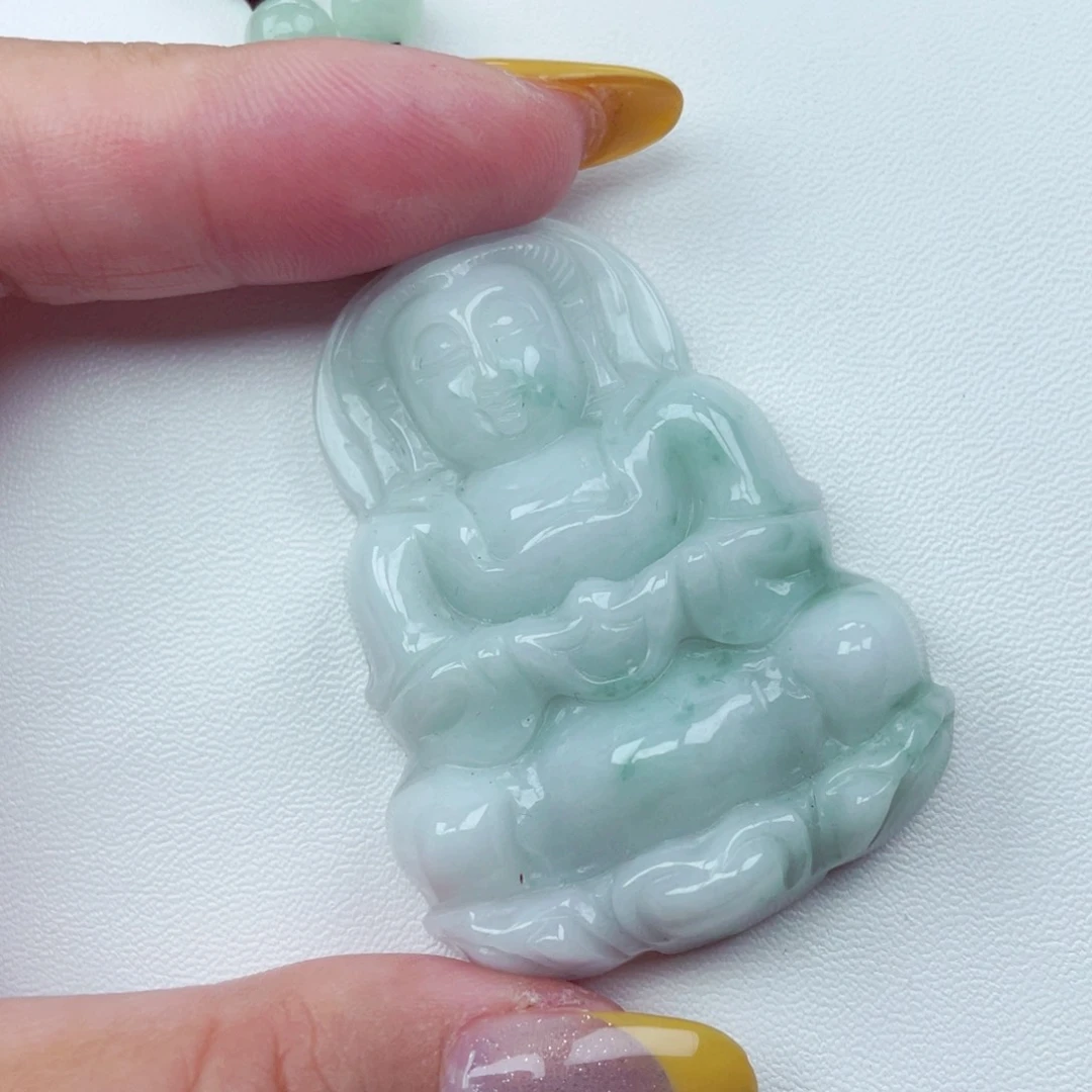 翡翠未镶嵌颈饰观音微瑕介意勿拍
