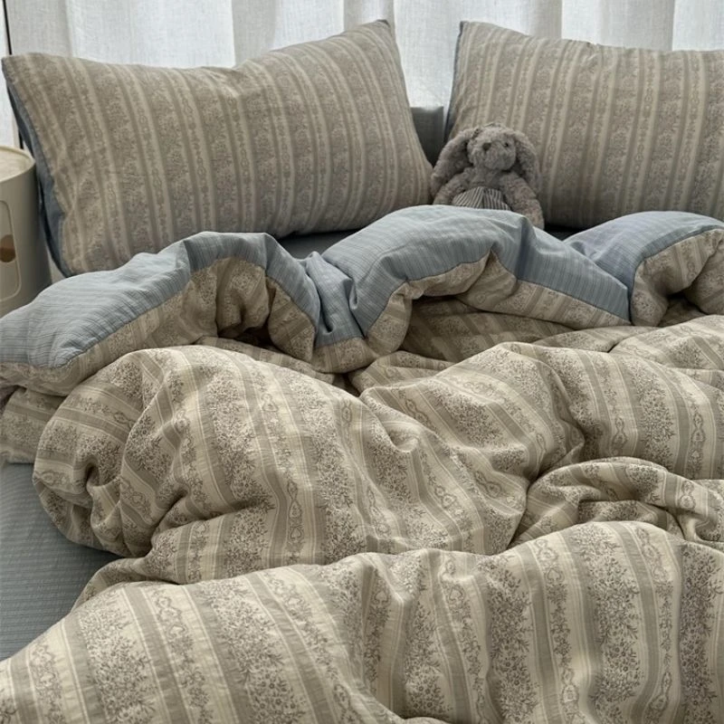 法式复古ins田园小碎花水洗棉四件套床单被套学生宿舍三件套床笠4