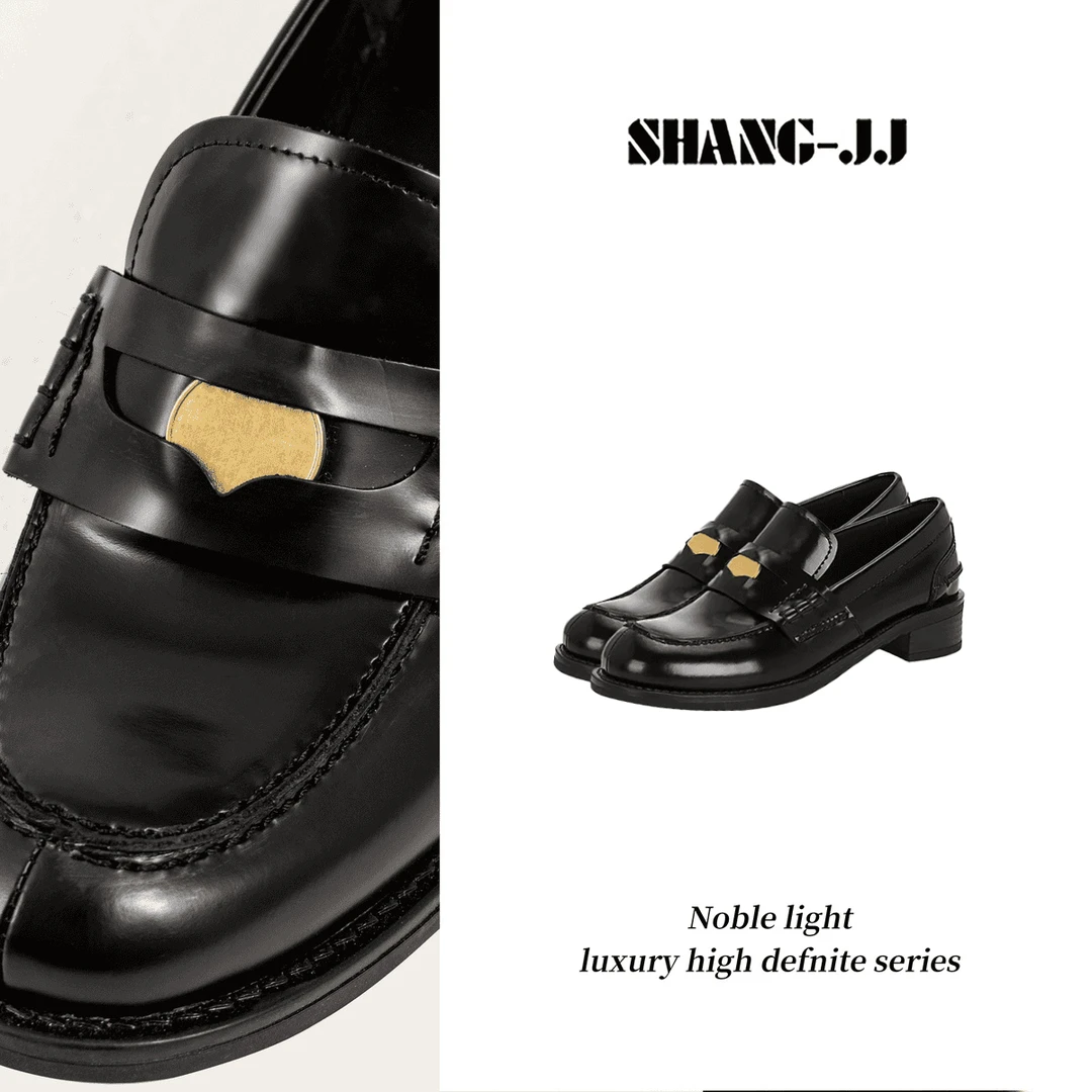 SHANG-JJ【哞哞鞋】24秋冬新品真皮高跟时尚乐福鞋q133347p