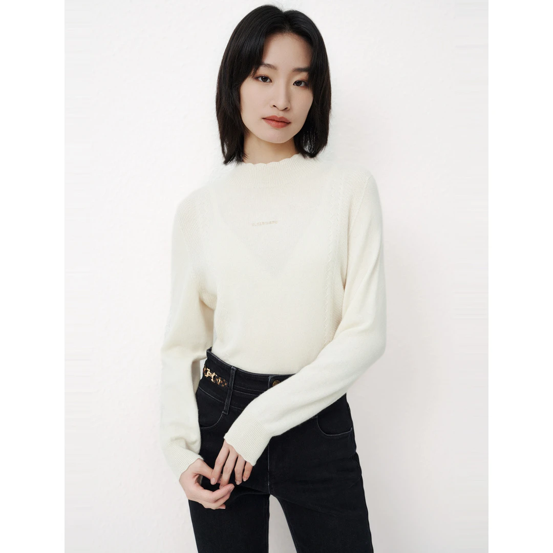 【众心专享价】羊绒混纺简约通勤针织衫百搭款打底衫女EZ01857S1