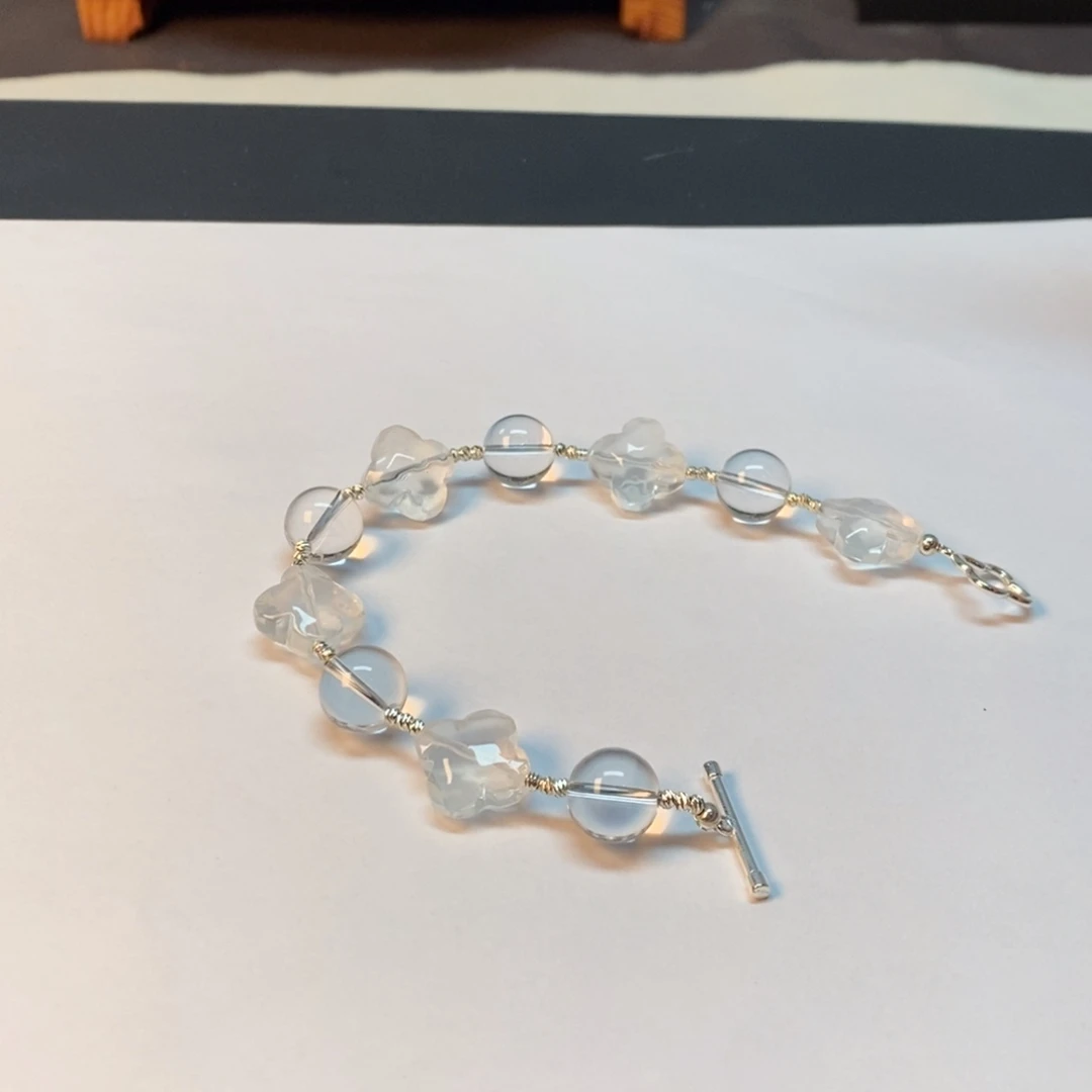 无非金属手串白水全净体 四叶草