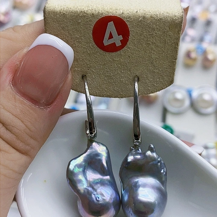 银S925镶嵌淡水珍珠耳饰