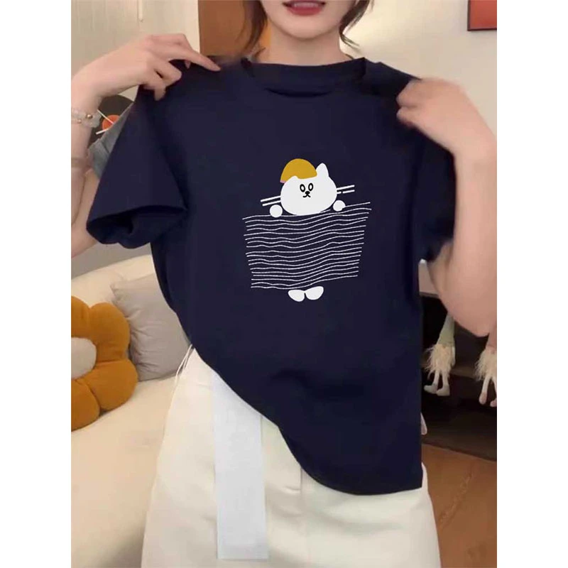 2025新款正肩圆领短袖T恤女夏季时尚百搭洋气减龄显瘦上衣打底衫