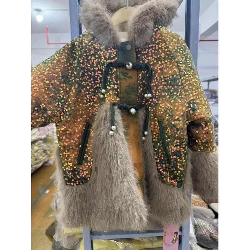 刘总专属【莫奈金上河图】2024新款冬季保暖时尚一体绒女童洋气外套