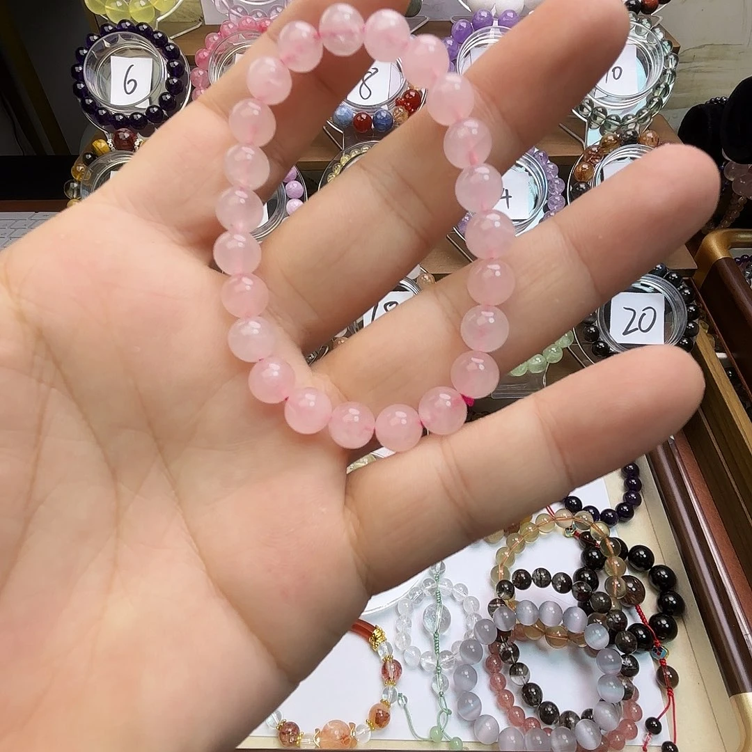 水晶手链未镶嵌天然粉水晶