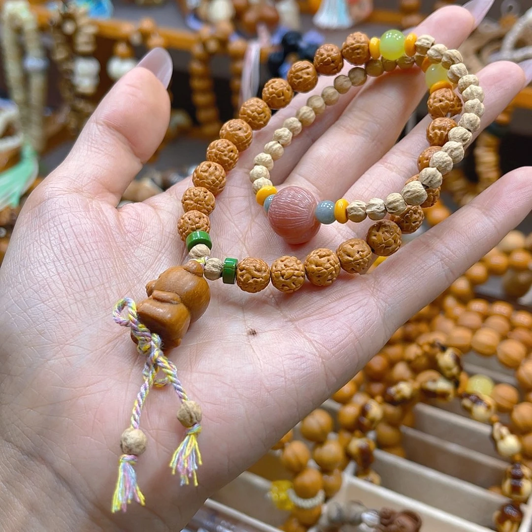 菩提无事牌百香籽桃核双圈