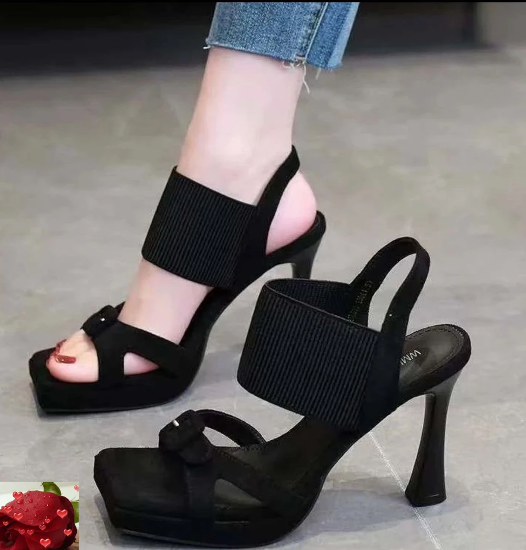 法式方头时尚高跟鞋女2025夏季新款露趾细跟防水台好看凉拖鞋女