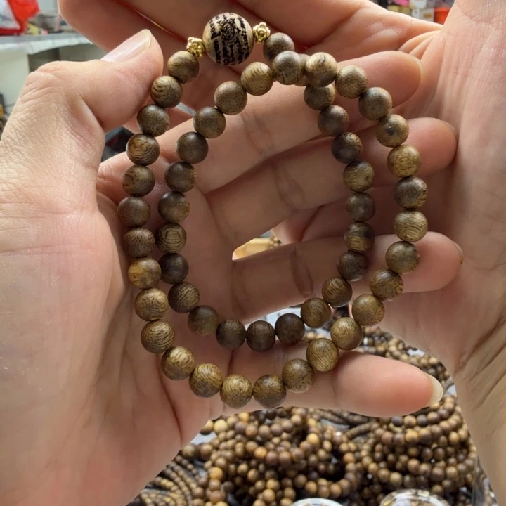 沉香香囊沉香07双圈7克 刻5条经文