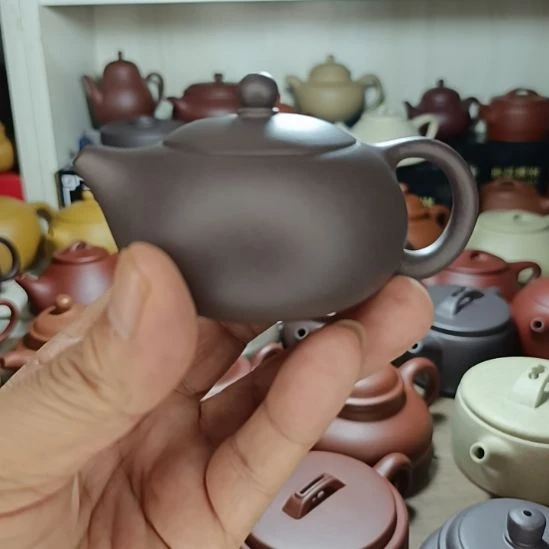 紫砂茶盘原矿天青扁西施130cc内推半手工