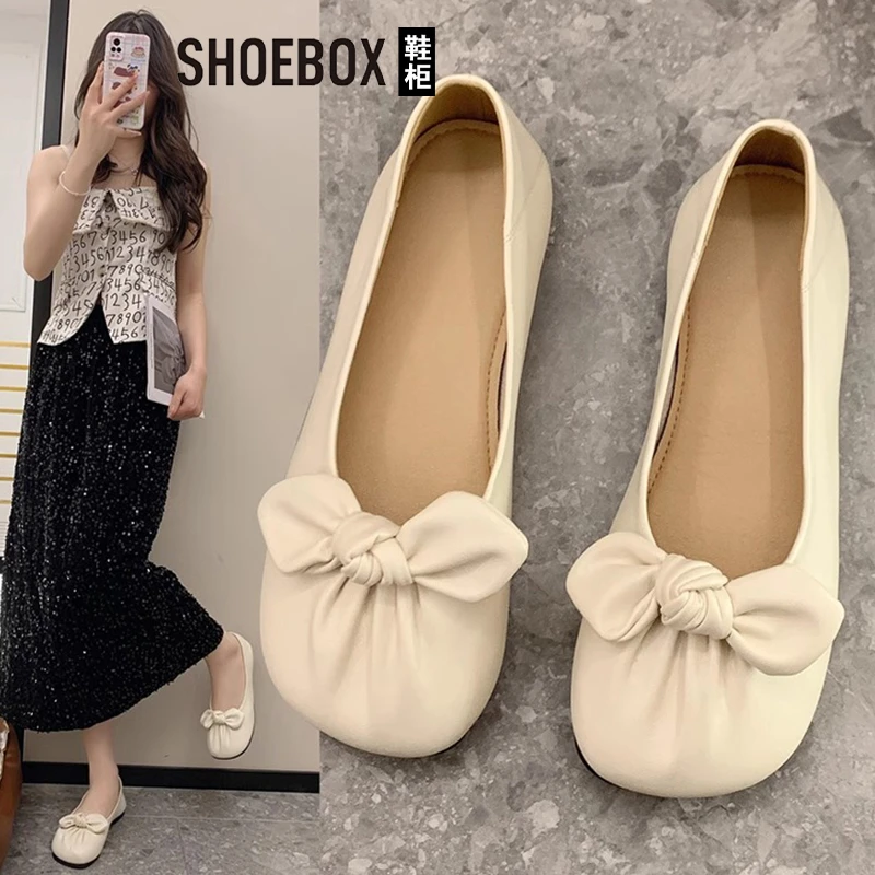 SH0EBOX鞋柜豆豆鞋女2025秋新款软底法式配裙玛丽珍鞋平底单鞋