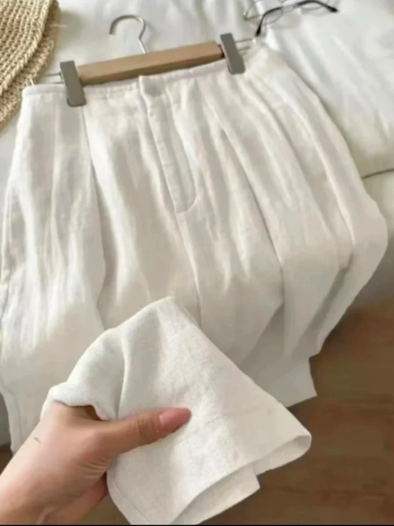 【早拍早发+运费险.】莱赛尔亚麻阔腿裤夏季垂感高腰懒风显瘦长裤