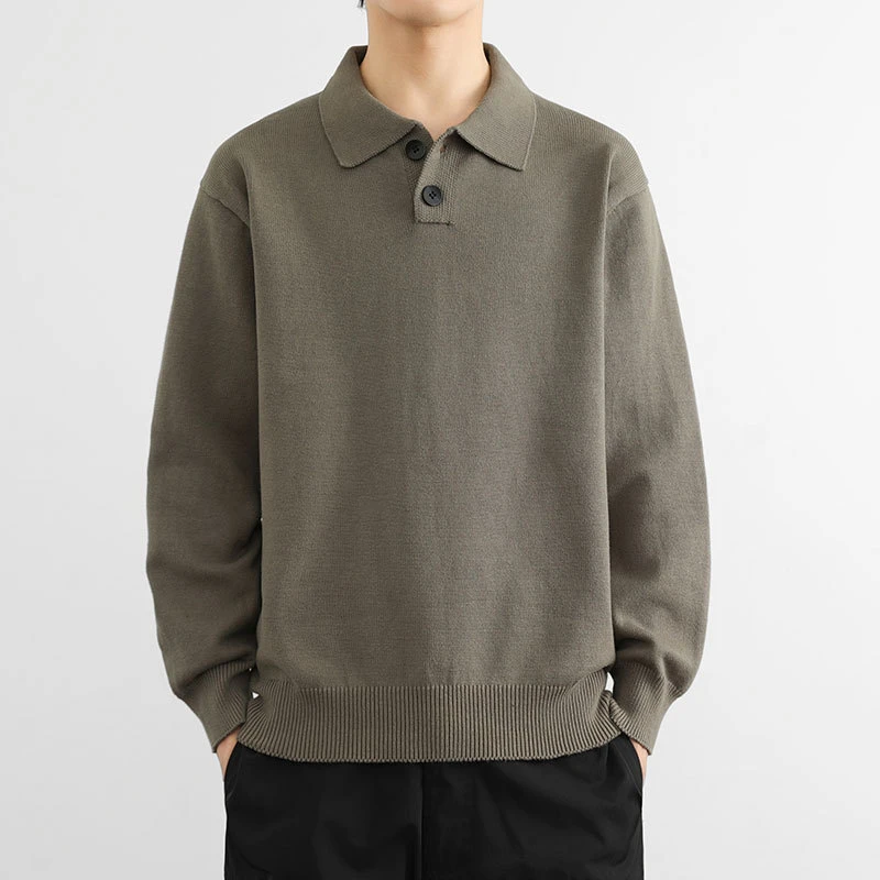 毛衣男款翻领秋冬季纯棉青少年针织衫男生内搭时尚宽松毛线衣外套